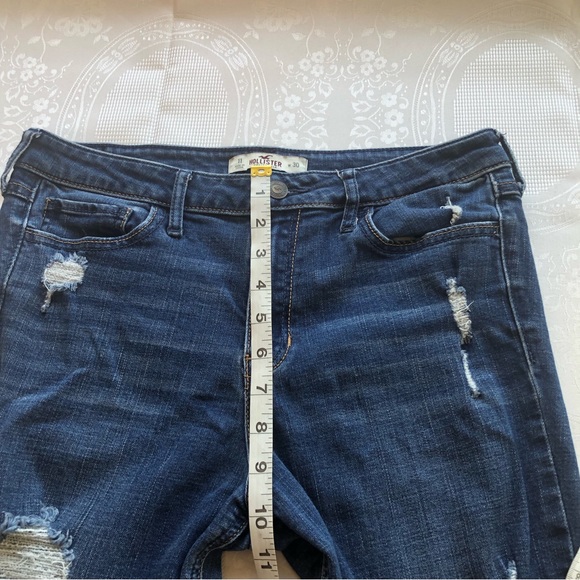 Hollister Women’s Size W30(11) Blue Ripped Skinny Jeans Pants Elastic Waist - Picture 9 of 16